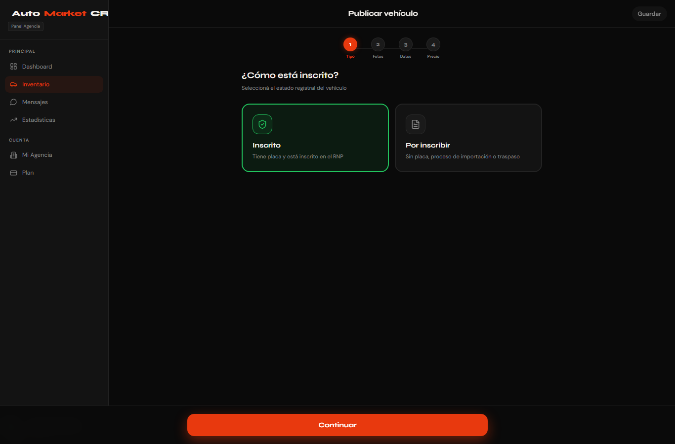 Publicar y gestionar inventario — paso 2
